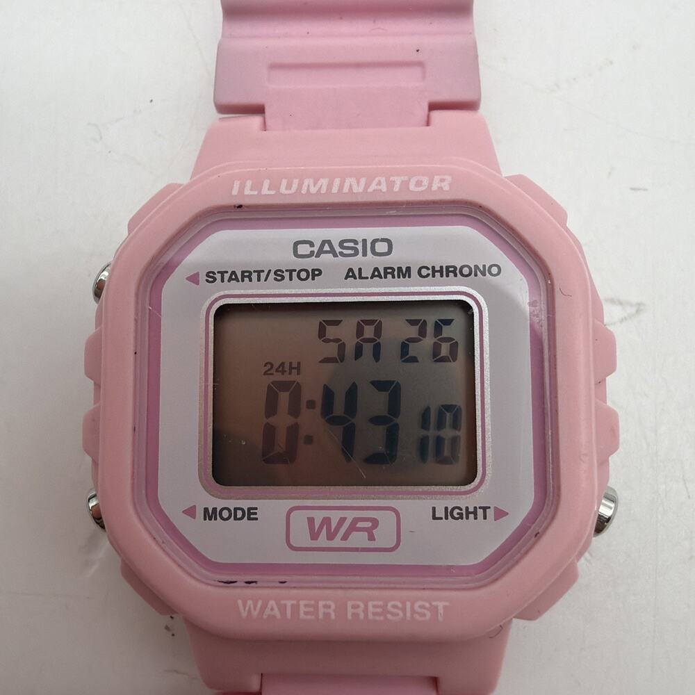 PINK CASIO DIGITAL LA-20WH LADIES MILITARY WATCH ALARM CHRONOGRAPH LIGHT